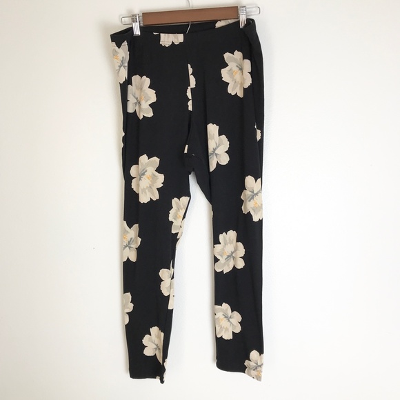 Black Legging With Cream Floral Print XXL Old Navy Cotton Spandex Full Length - Picture 5 of 11